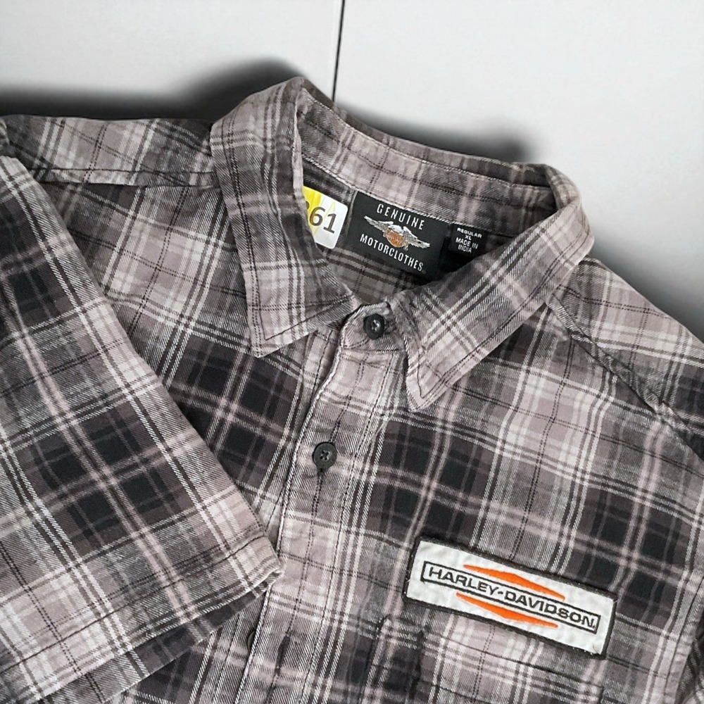 Harley Davidson Flannel Men's‎ Size XL Stacked Graphic One Pocket Plaid Shirt